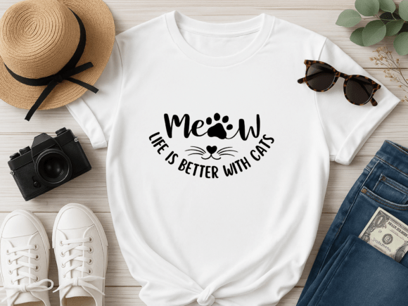 Cat Shirt Life is Better with Cats SVG Graphics and T-Shirt Designs
