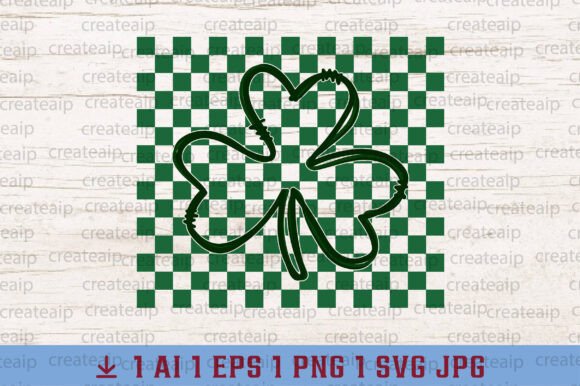 Checkered Shamrock St Patrick s Day SVG Graphics and T-Shirt Designs