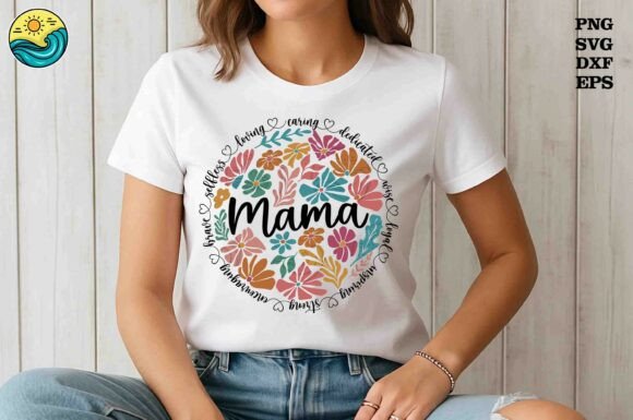 Floral Mama Circle Quote SVG PNG Graphics and T-Shirt Designs