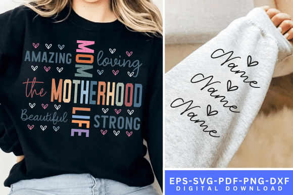 Mama Mom Life Quotes Sleeve Svg Png Graphics T-Shirt Designs