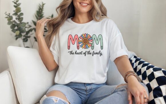 Mom the Heart of the Family SVG PNG Graphics and T-Shirt Designs