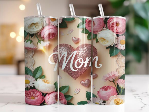 Valentine Floral Mom Tumbler Wrap Design: Graphics and Tumbler Wraps Review